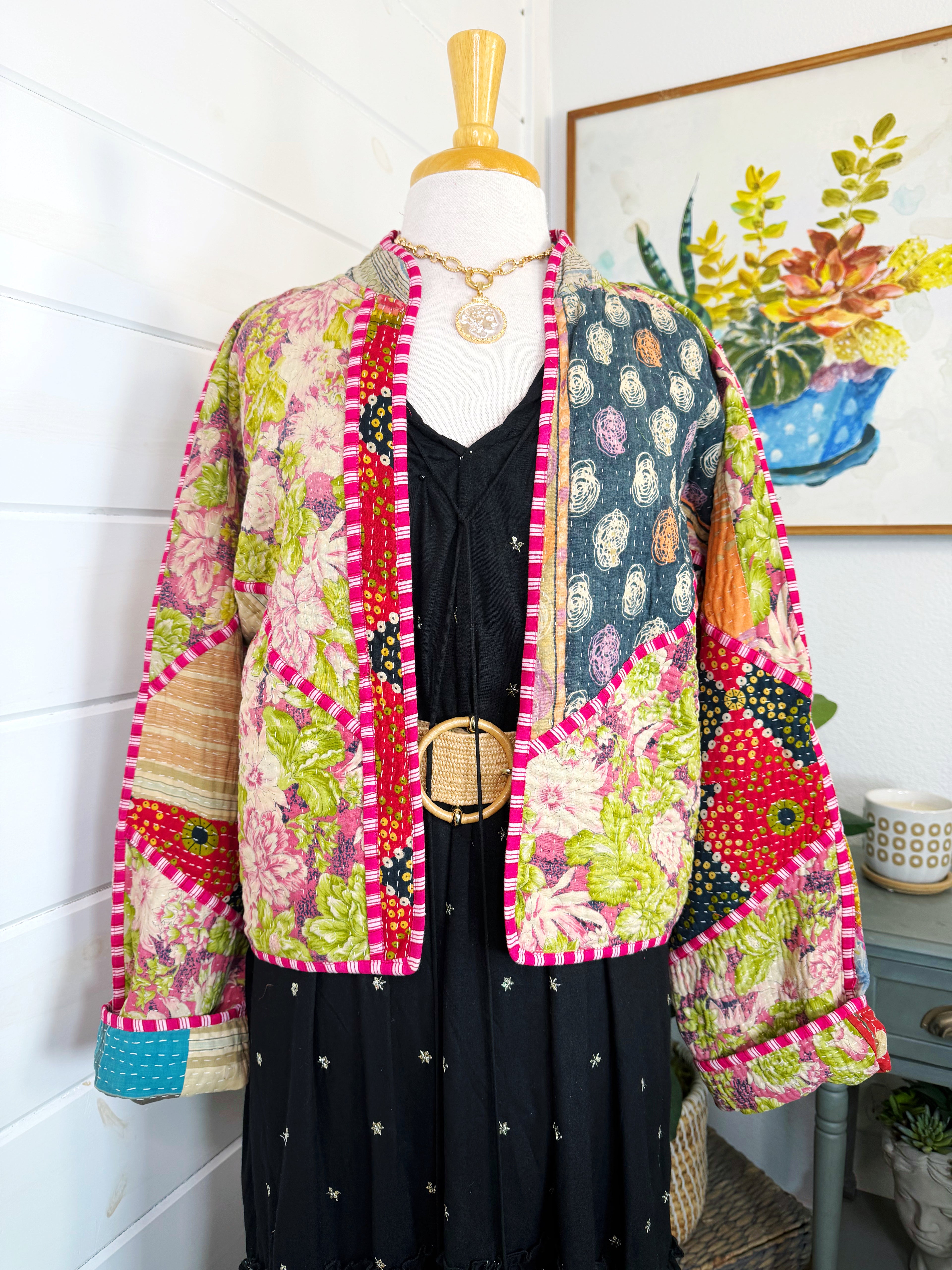 Patchwork Kantha Jacket – Quilted Reversible Blanket Coat