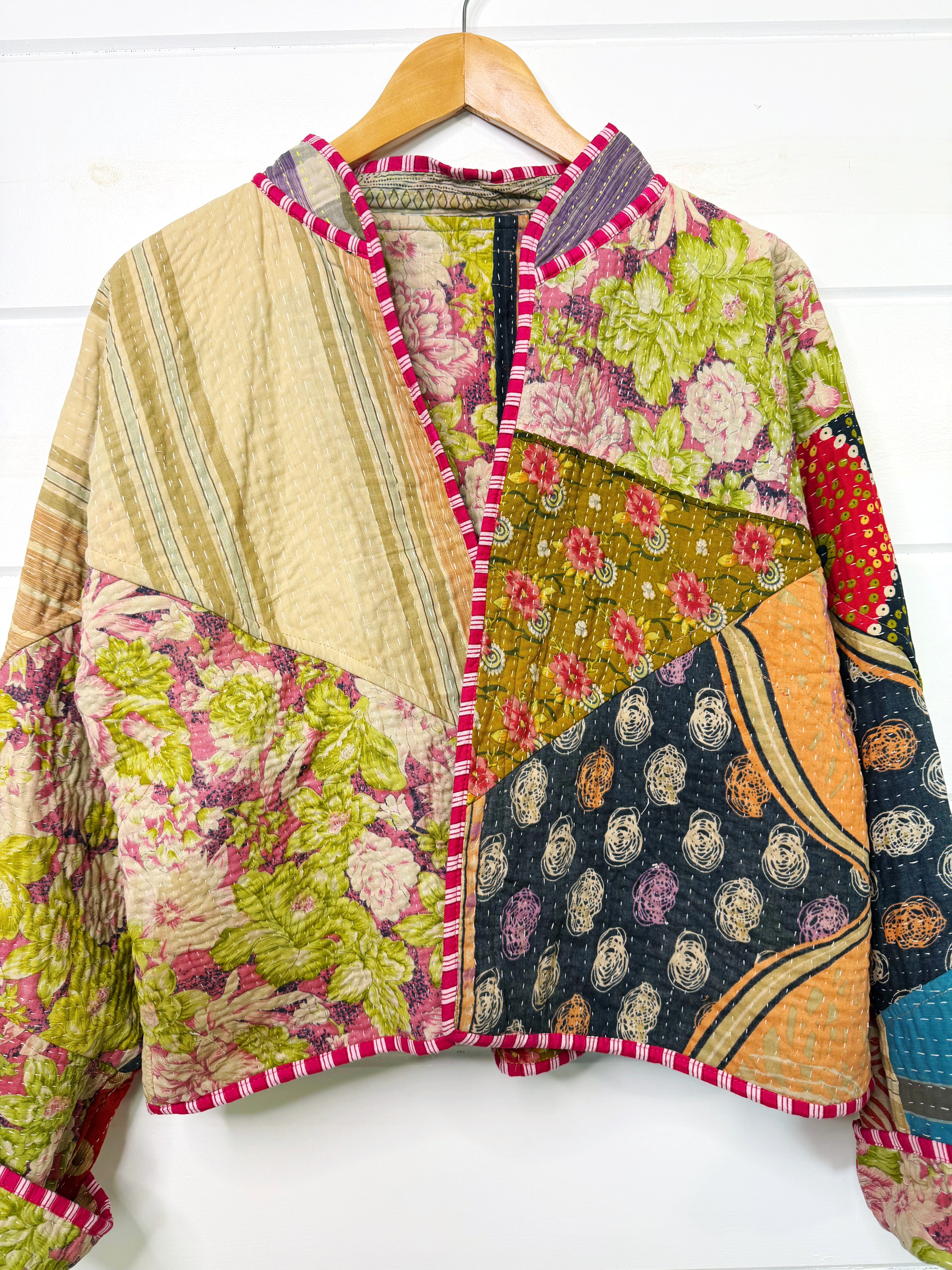 Patchwork Kantha Jacket – Quilted Reversible Blanket Coat