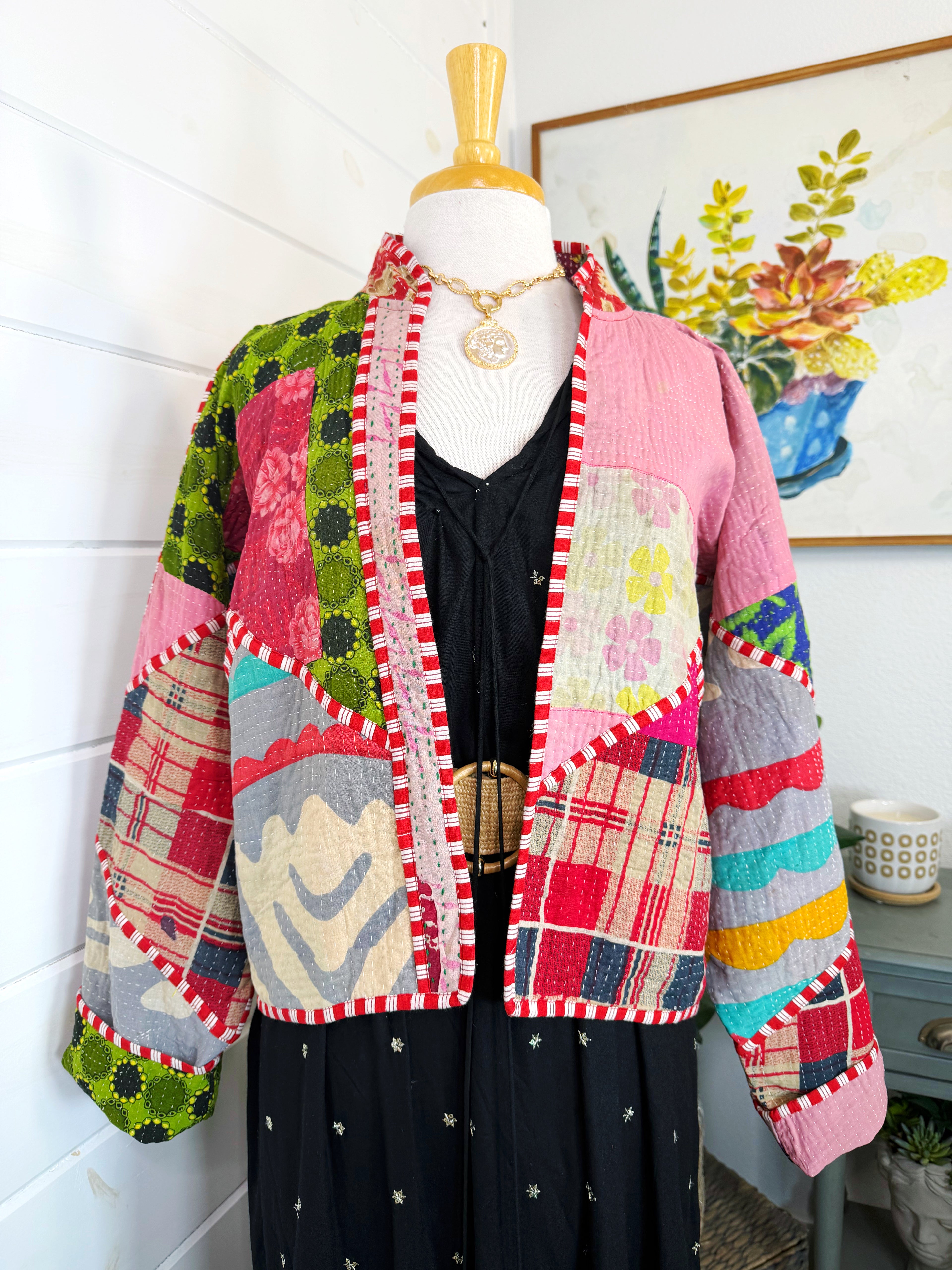 Patchwork Kantha Jacket – Quilted Reversible Blanket Coat