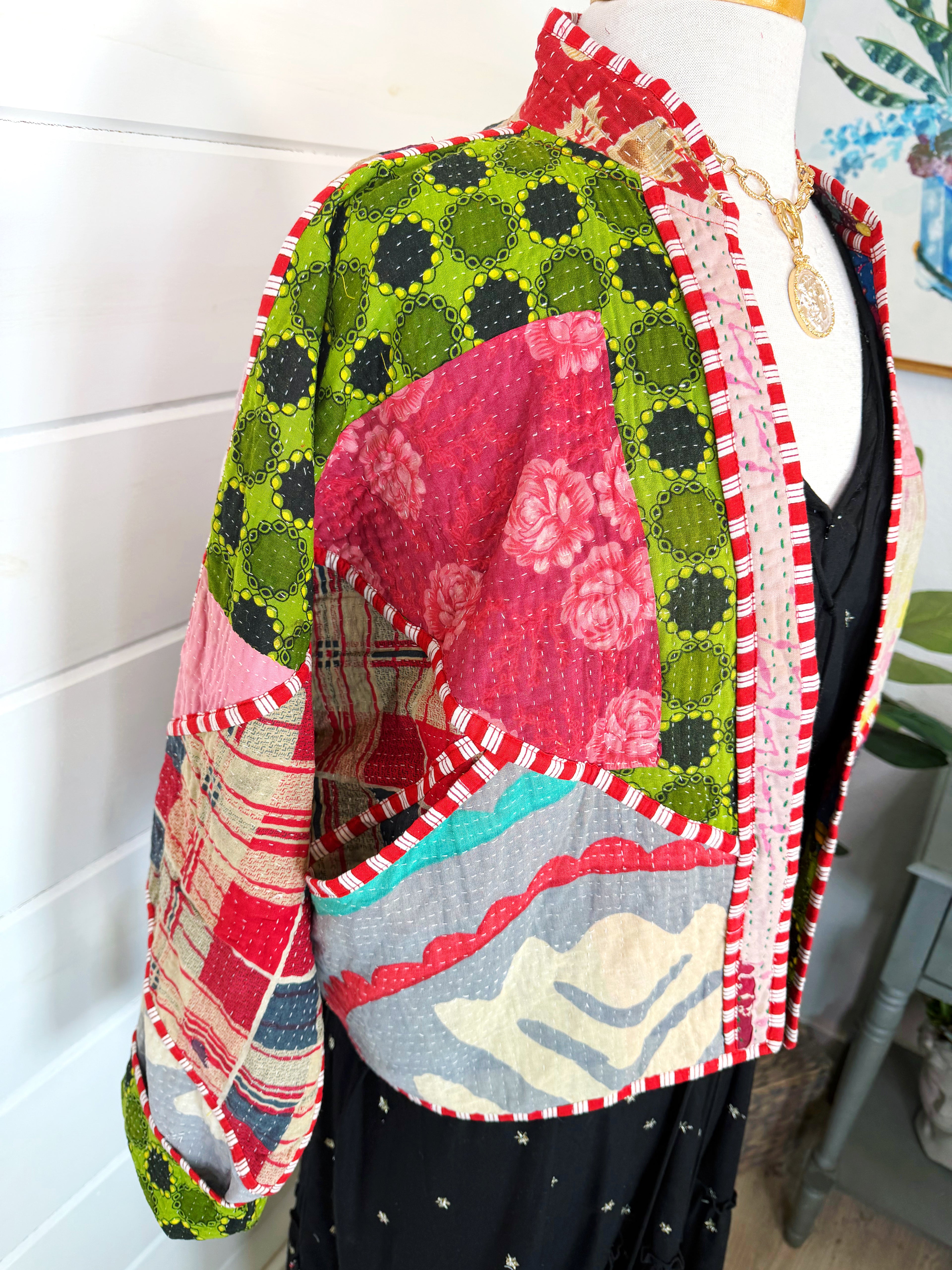 Patchwork Kantha Jacket – Quilted Reversible Blanket Coat