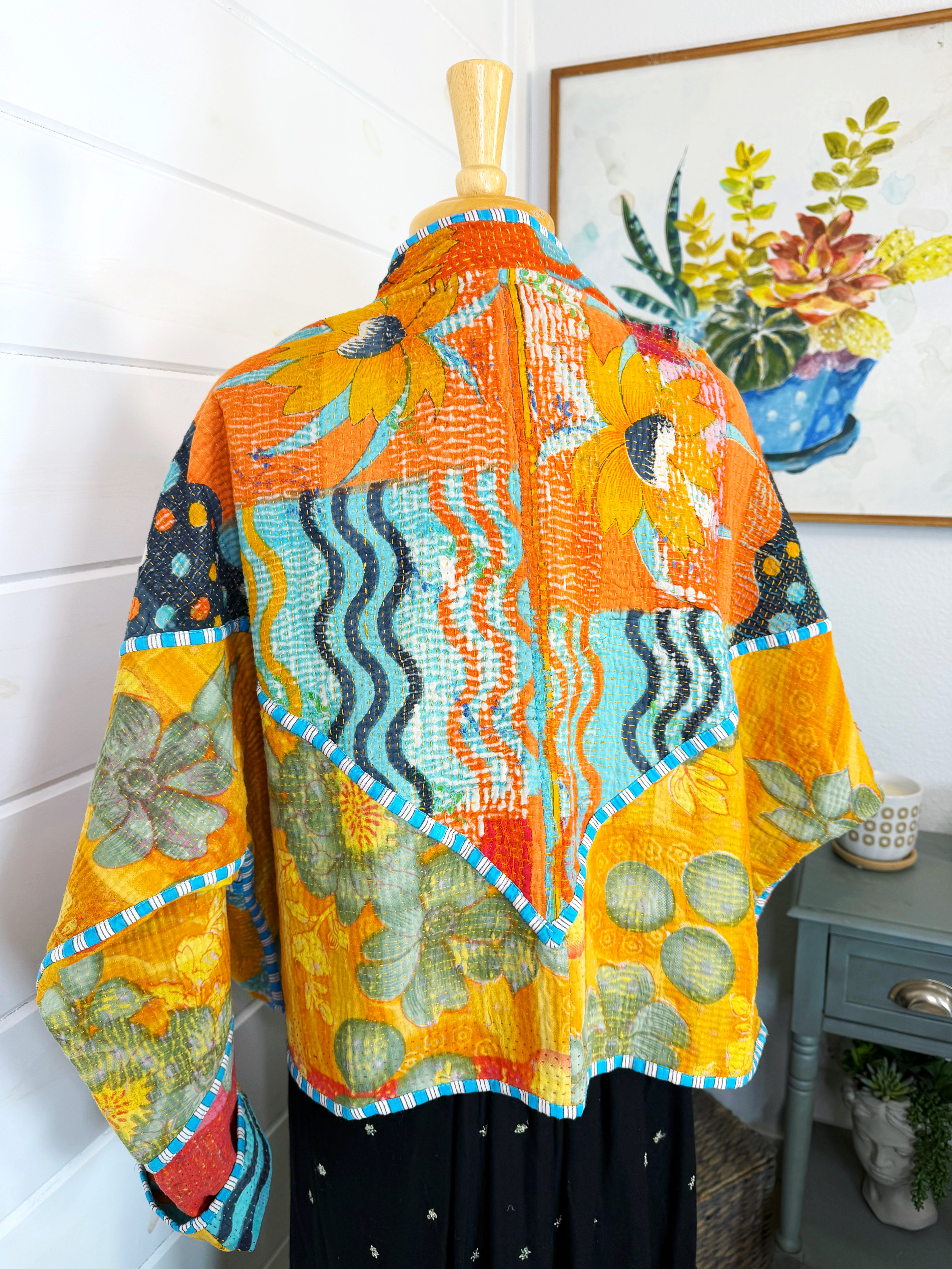 Patchwork Kantha Jacket – Quilted Reversible Blanket Coat