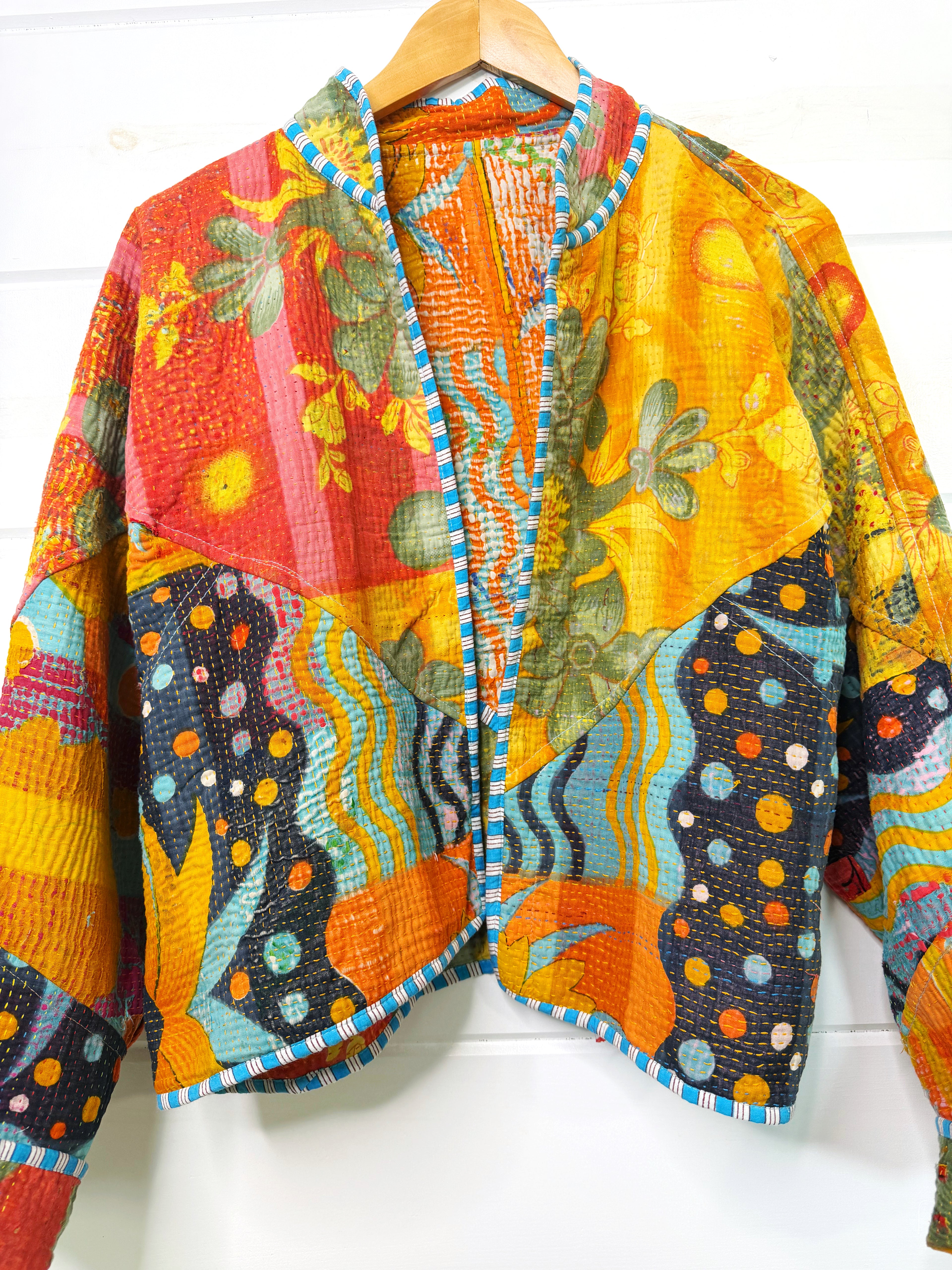 Patchwork Kantha Jacket – Quilted Reversible Blanket Coat