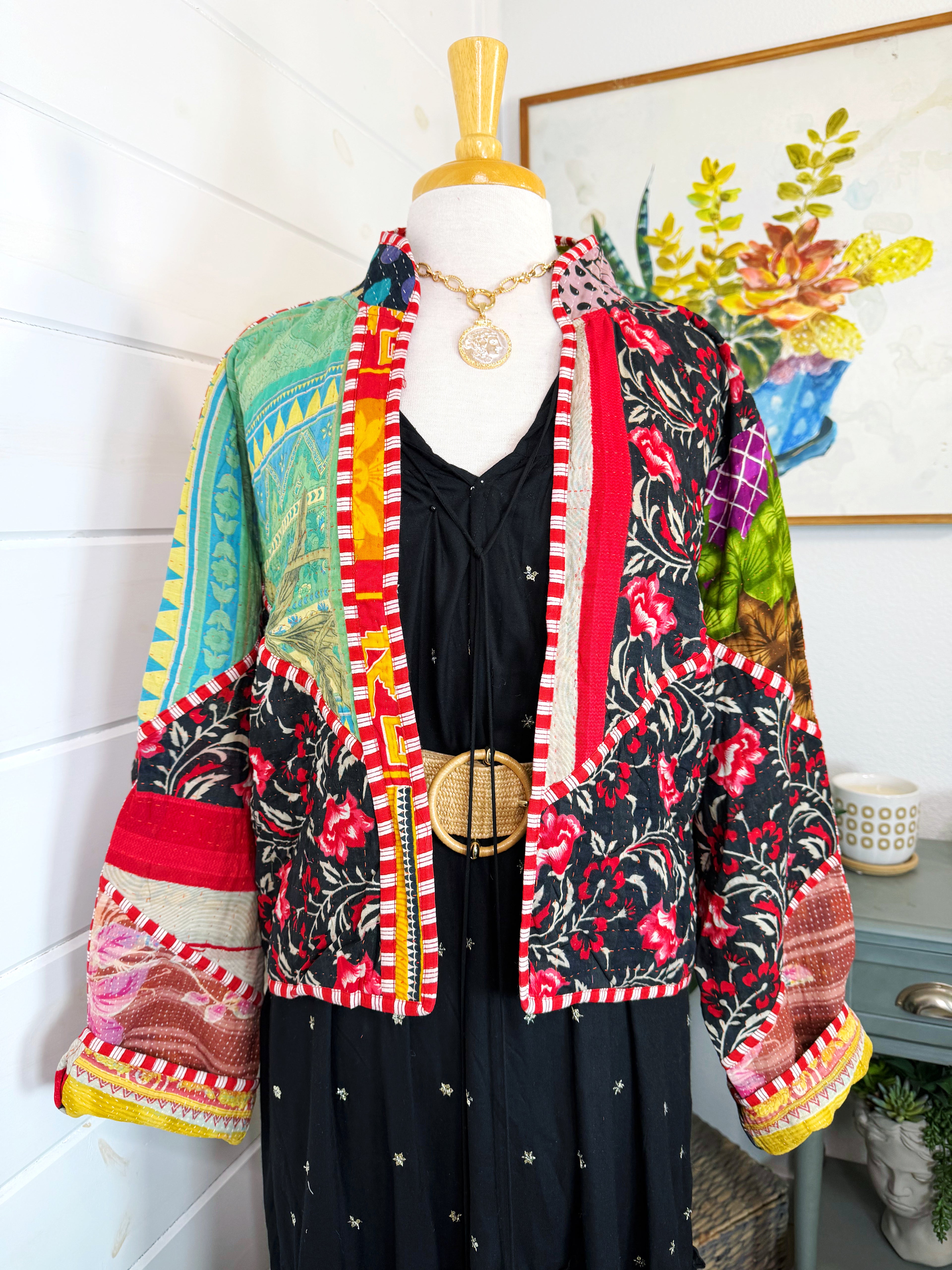 Patchwork Kantha Jacket – Quilted Reversible Blanket Coat