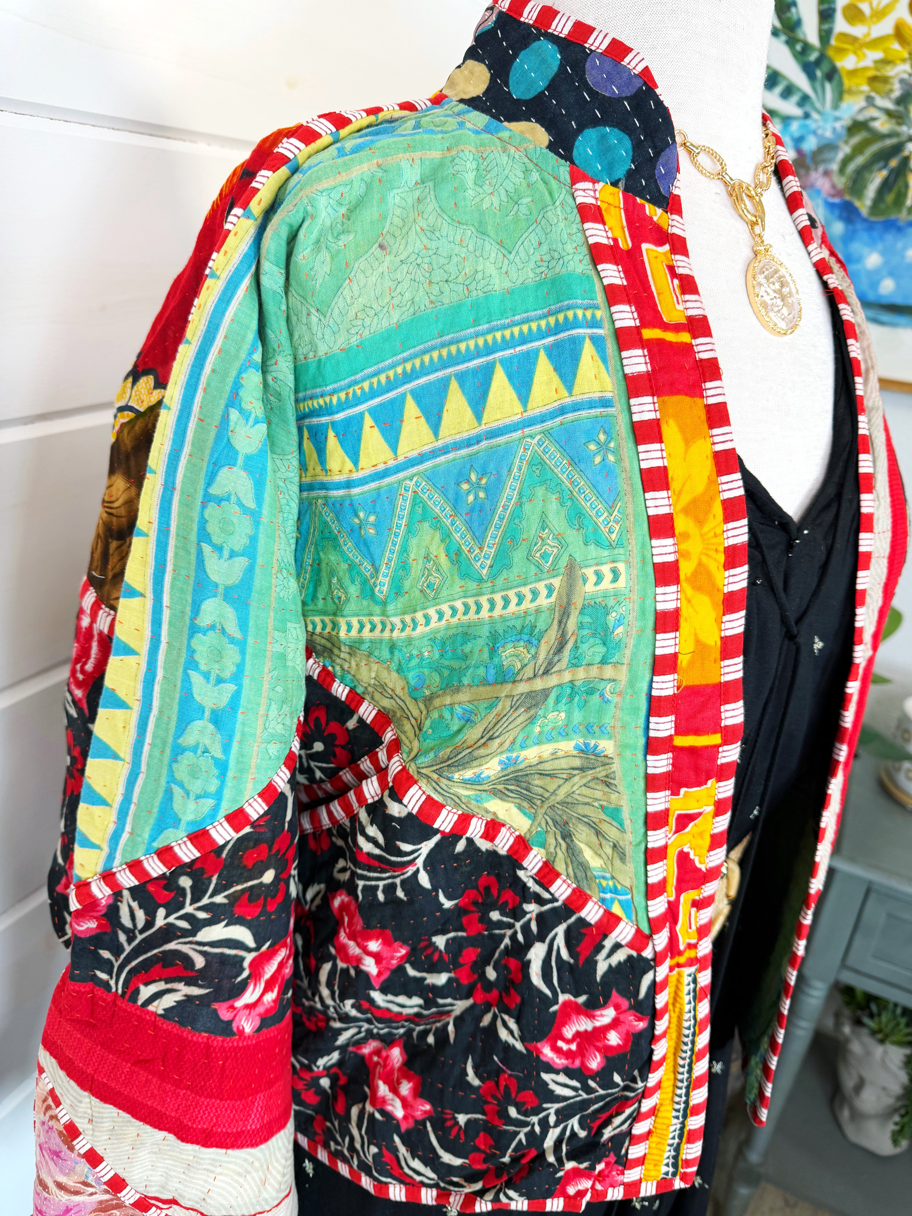 Patchwork Kantha Jacket – Quilted Reversible Blanket Coat