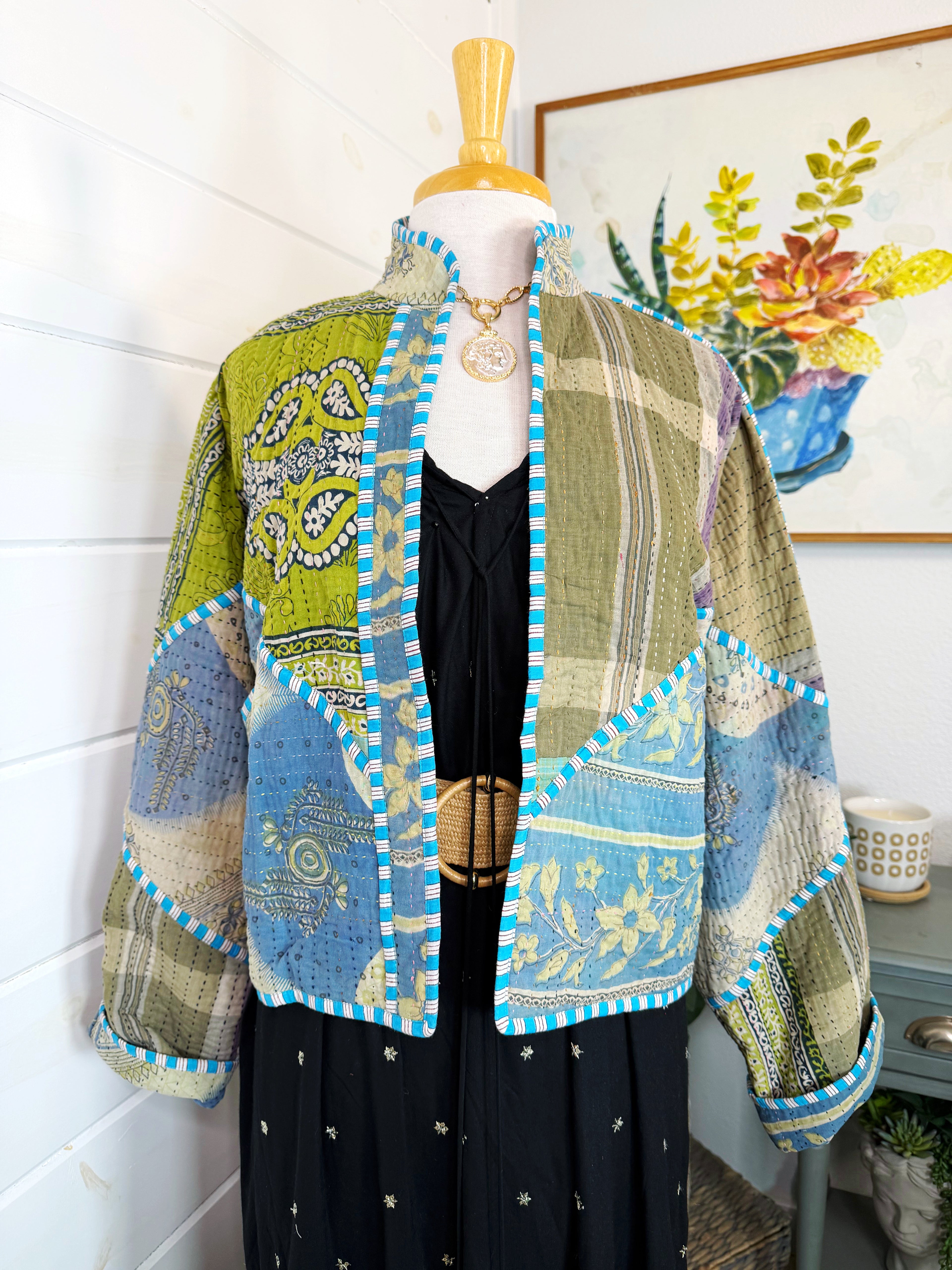 Patchwork Kantha Jacket – Quilted Reversible Blanket Coat