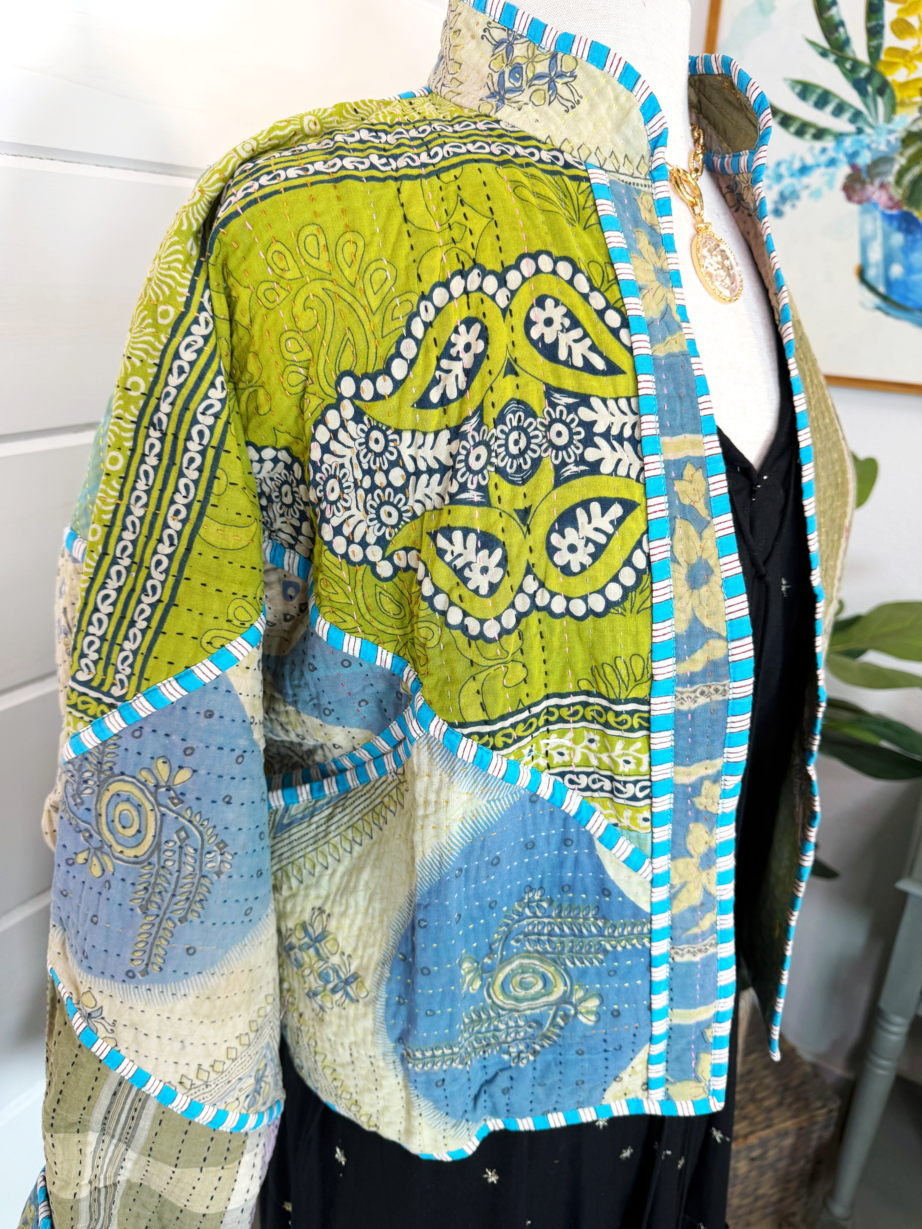 Patchwork Kantha Jacket – Quilted Reversible Blanket Coat
