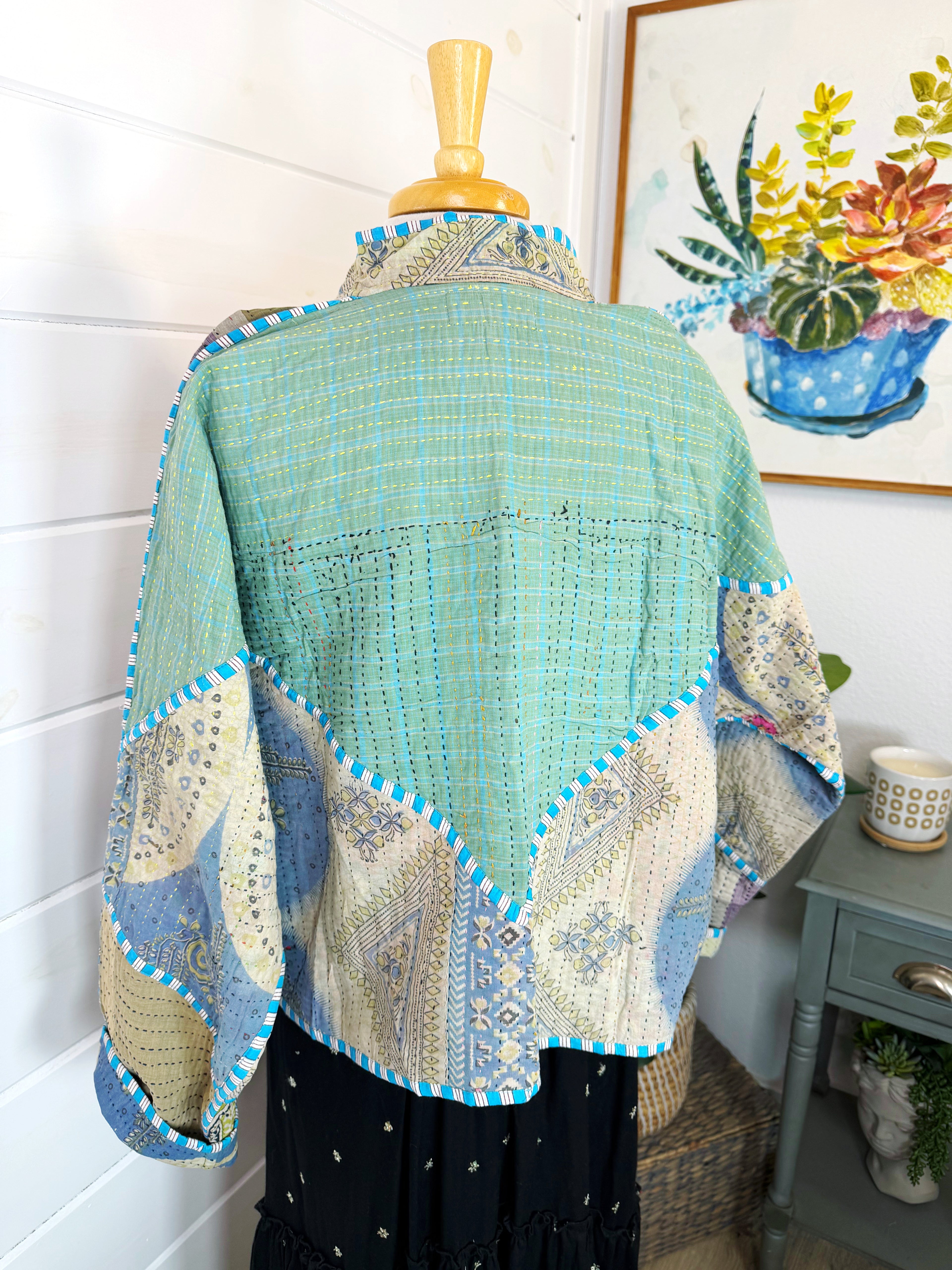 Patchwork Kantha Jacket – Quilted Reversible Blanket Coat