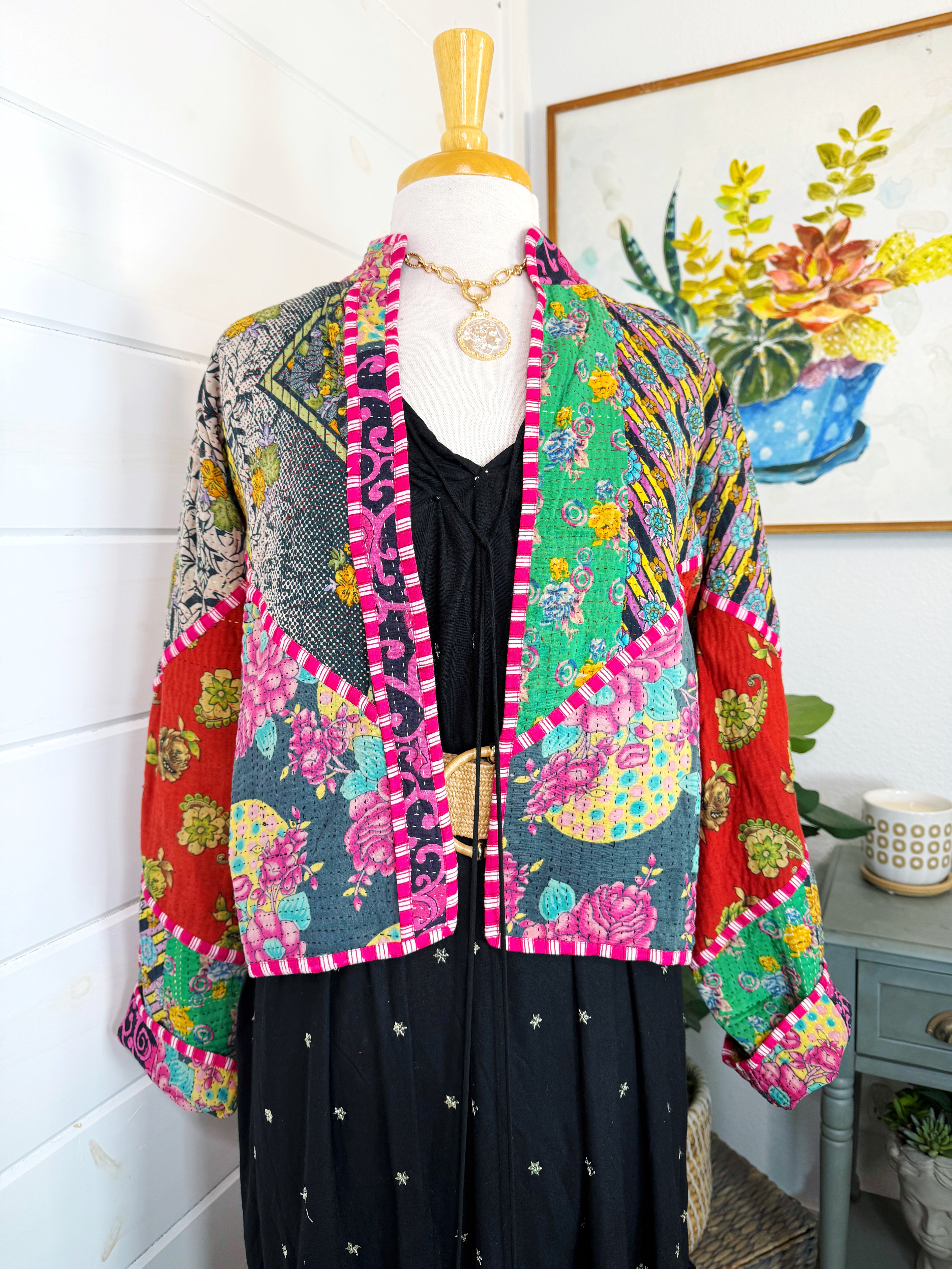 Patchwork Kantha Jacket – Quilted Reversible Blanket Coat