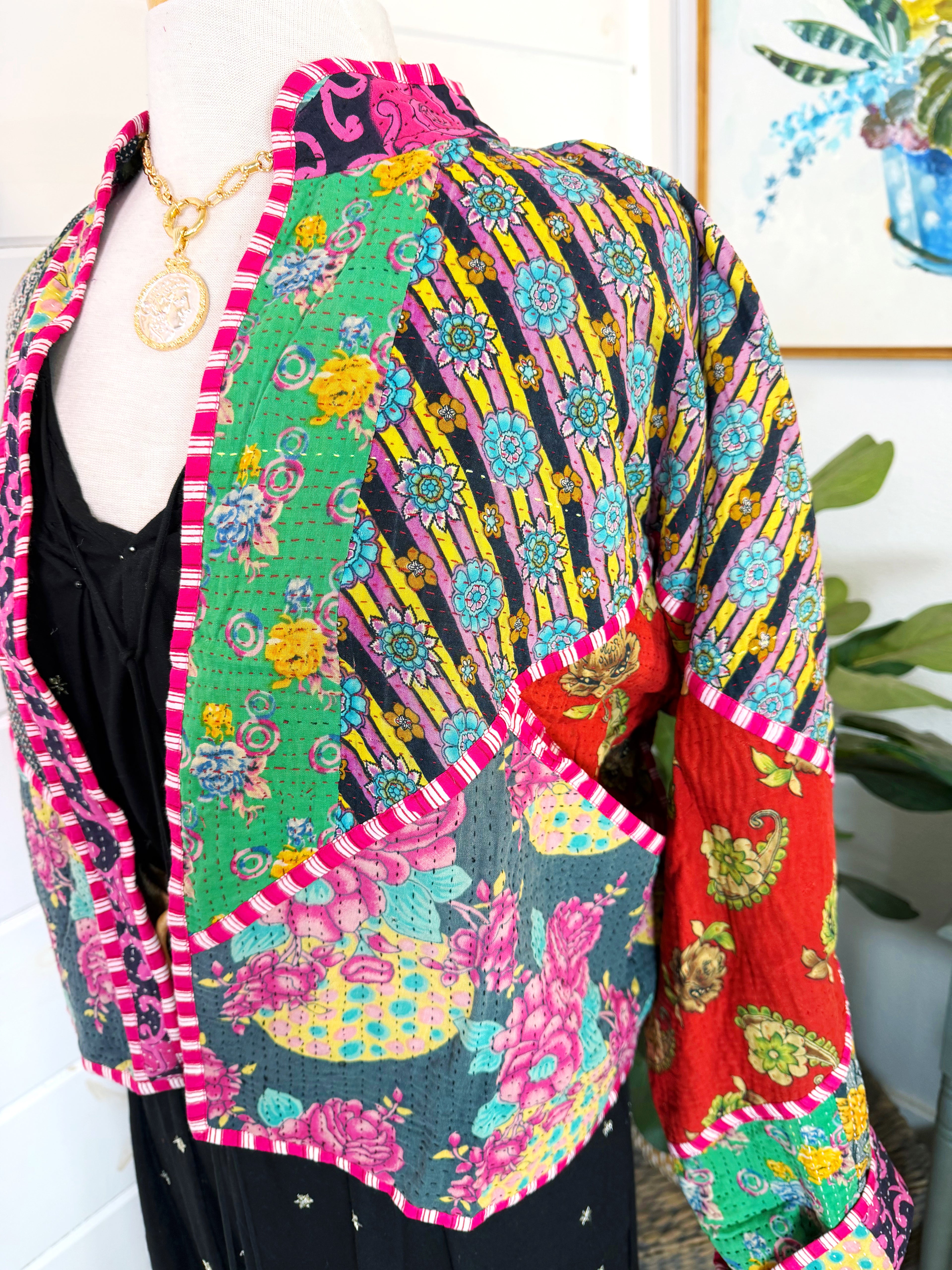 Patchwork Kantha Jacket – Quilted Reversible Blanket Coat