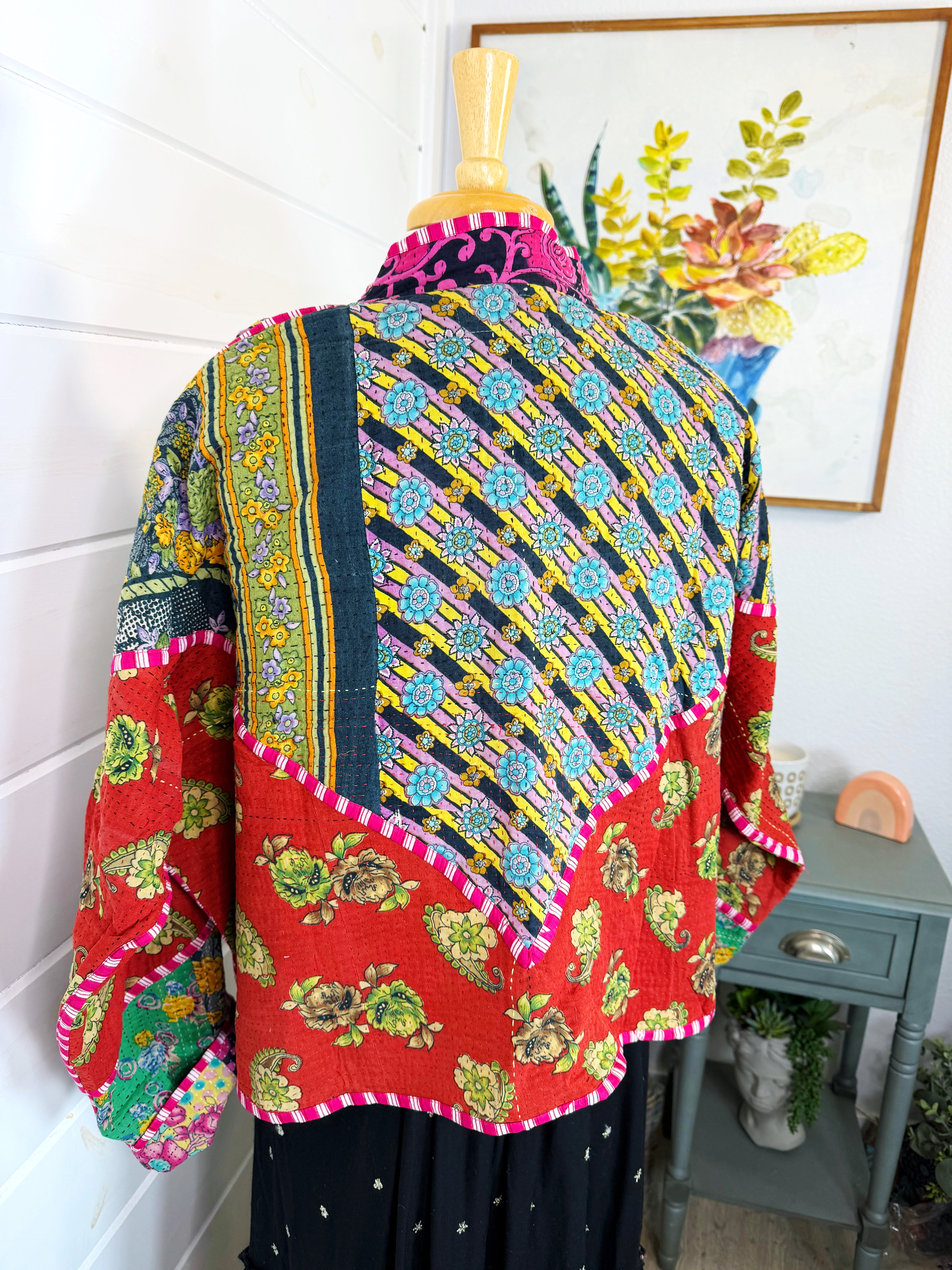 Patchwork Kantha Jacket – Quilted Reversible Blanket Coat