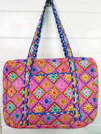 Quilted Weekender Duffle Overnight Bag - Pink Sunshine