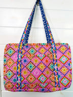Quilted Weekender Duffle Overnight Bag - Pink Sunshine