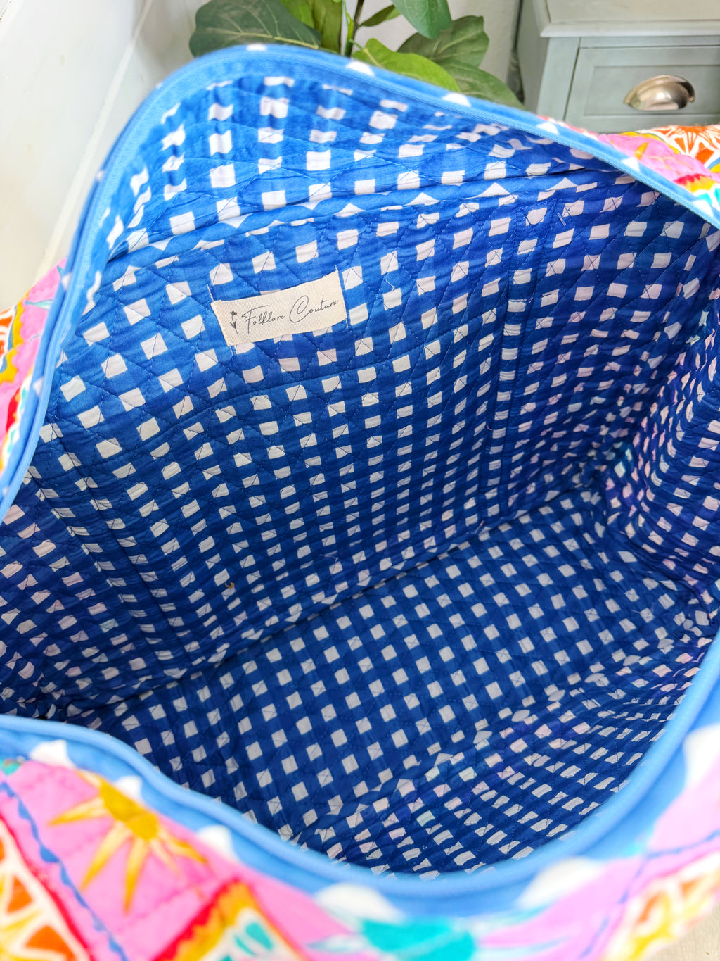 Quilted Weekender Duffle Overnight Bag - Pink Sunshine