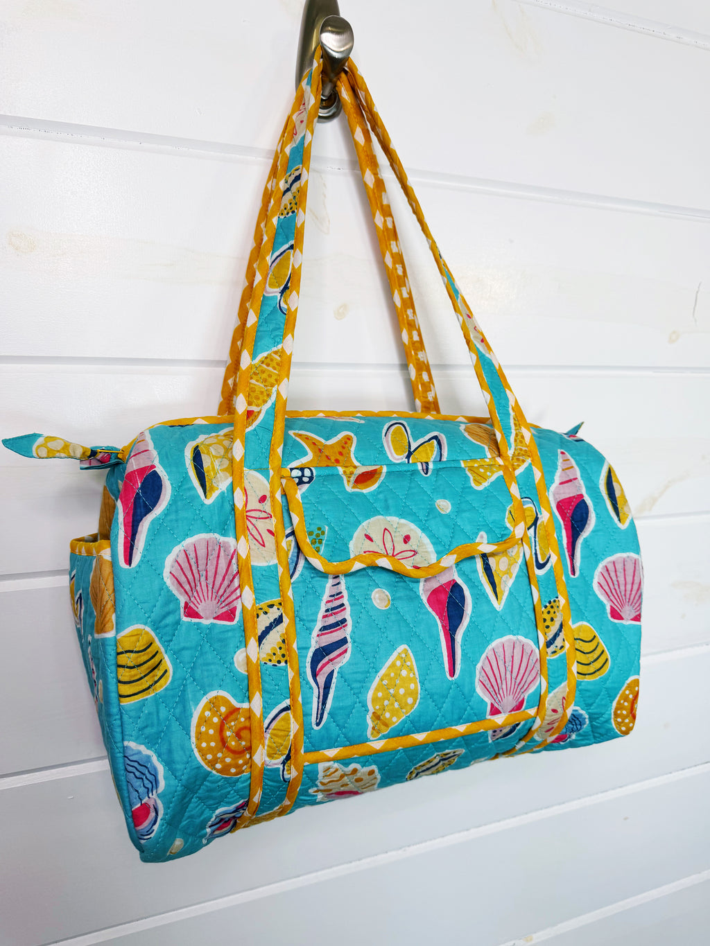 Quilted Mini Duffle Bag - Aqua Seashell