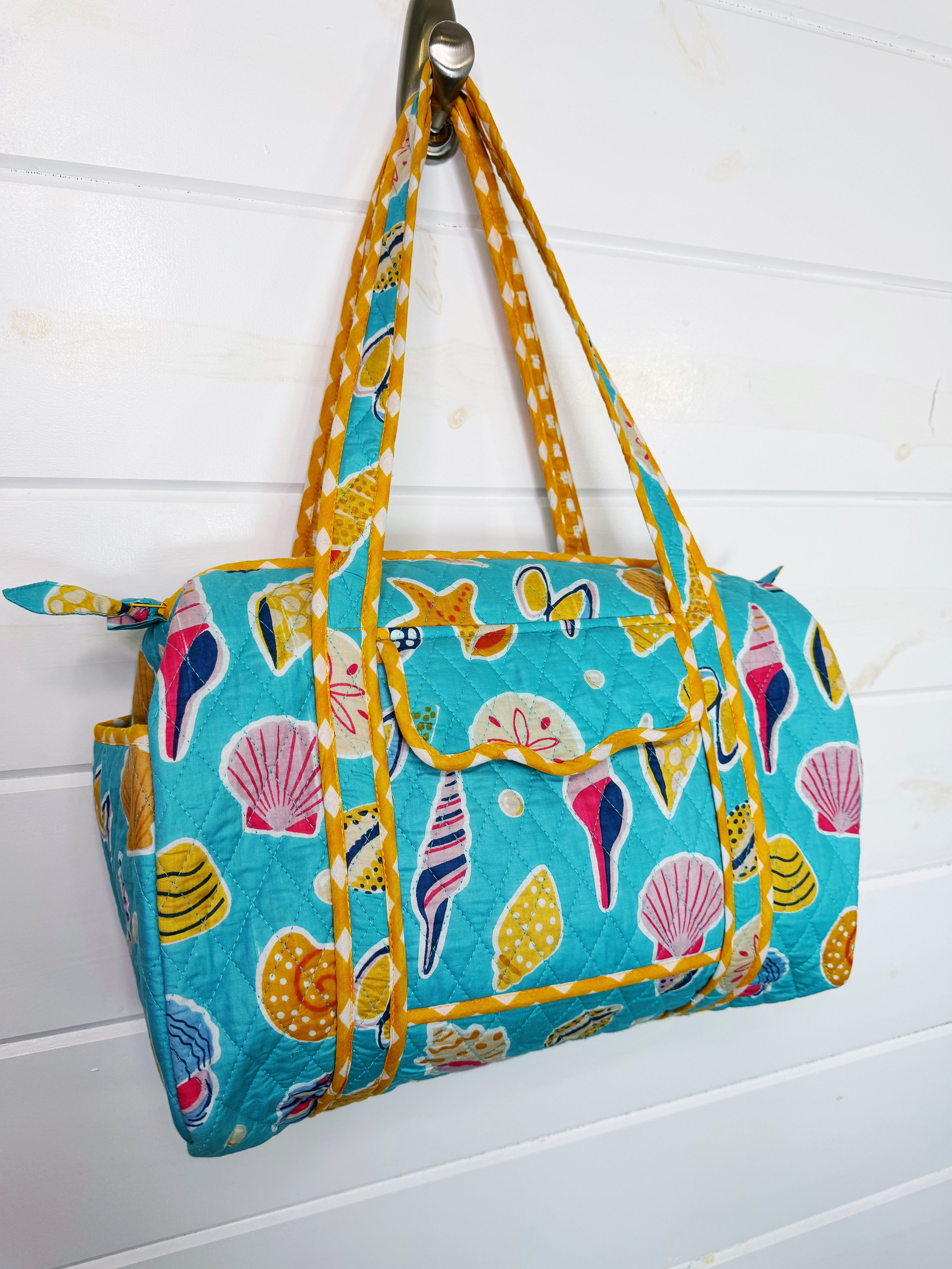 Quilted Mini Duffle Bag - Aqua Seashell
