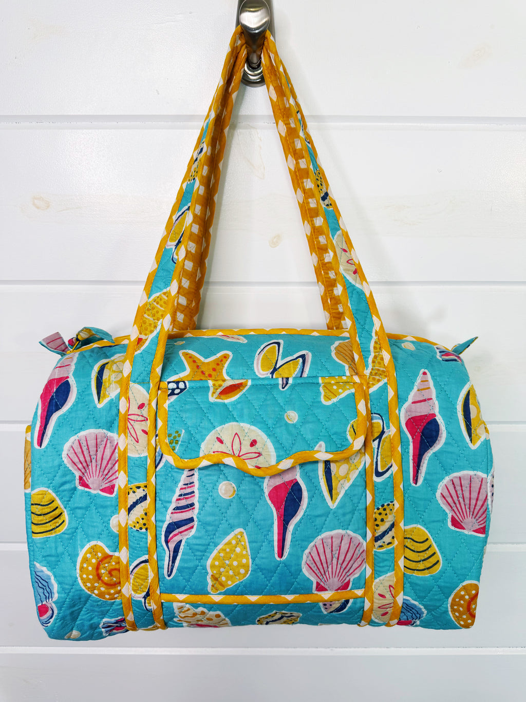 Quilted Mini Duffle Bag - Aqua Seashell