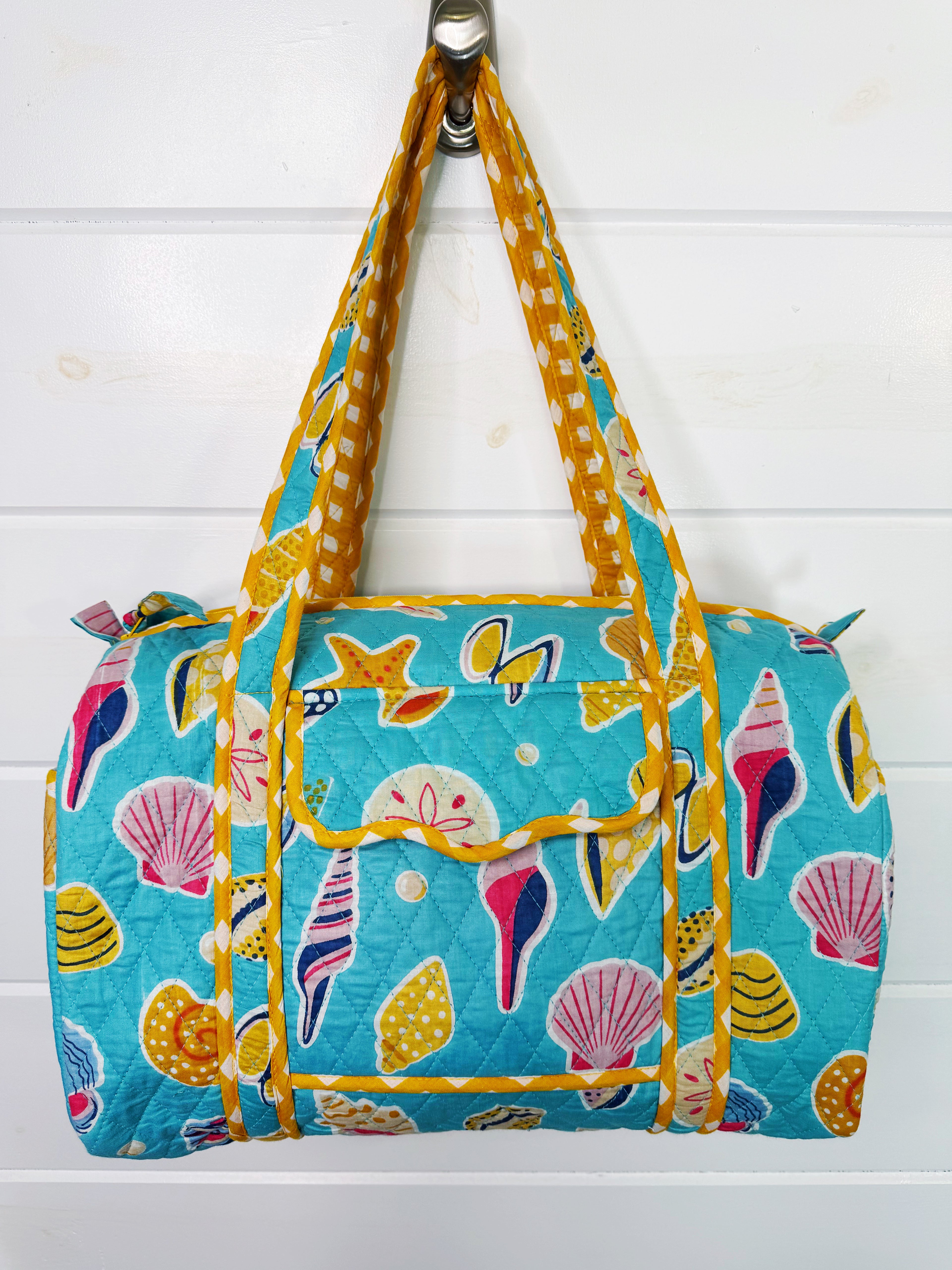 Quilted Mini Duffle Bag - Aqua Seashell