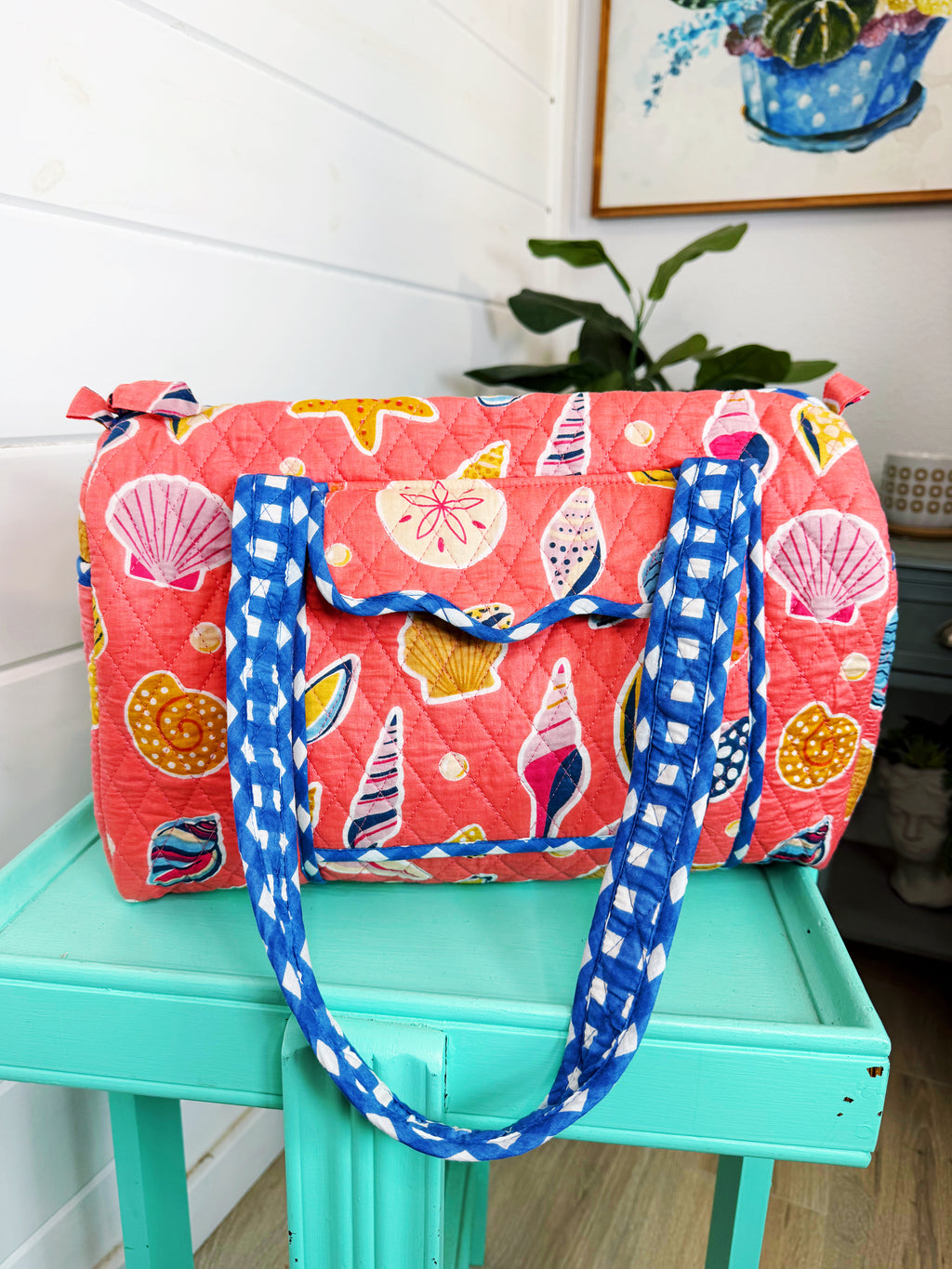 Quilted Mini Duffle Bag - Coral Seashell