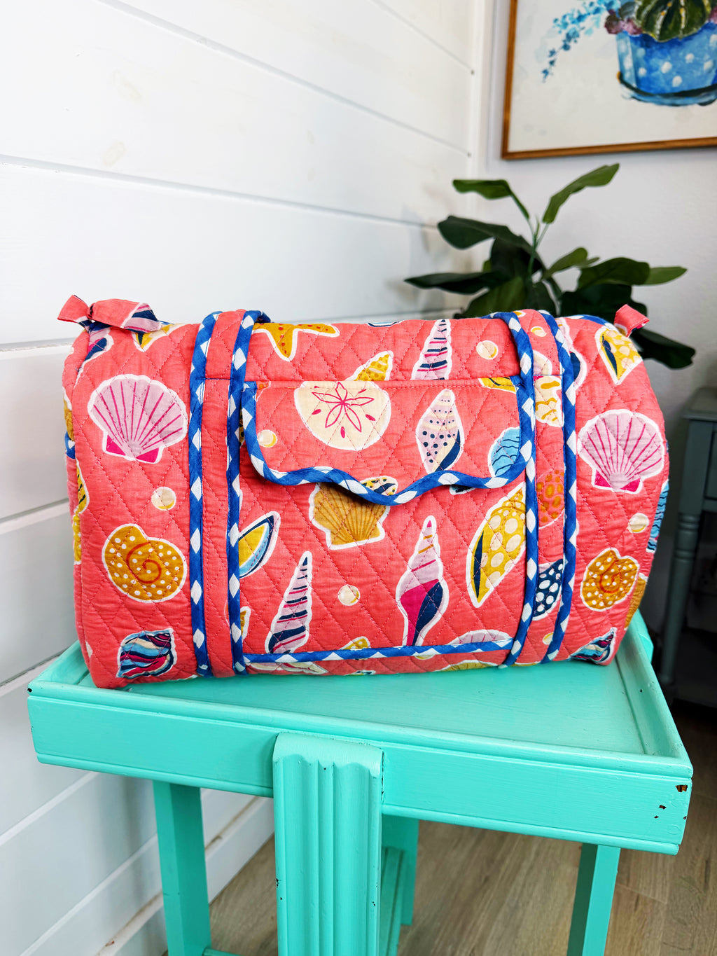 Quilted Mini Duffle Bag - Coral Seashell