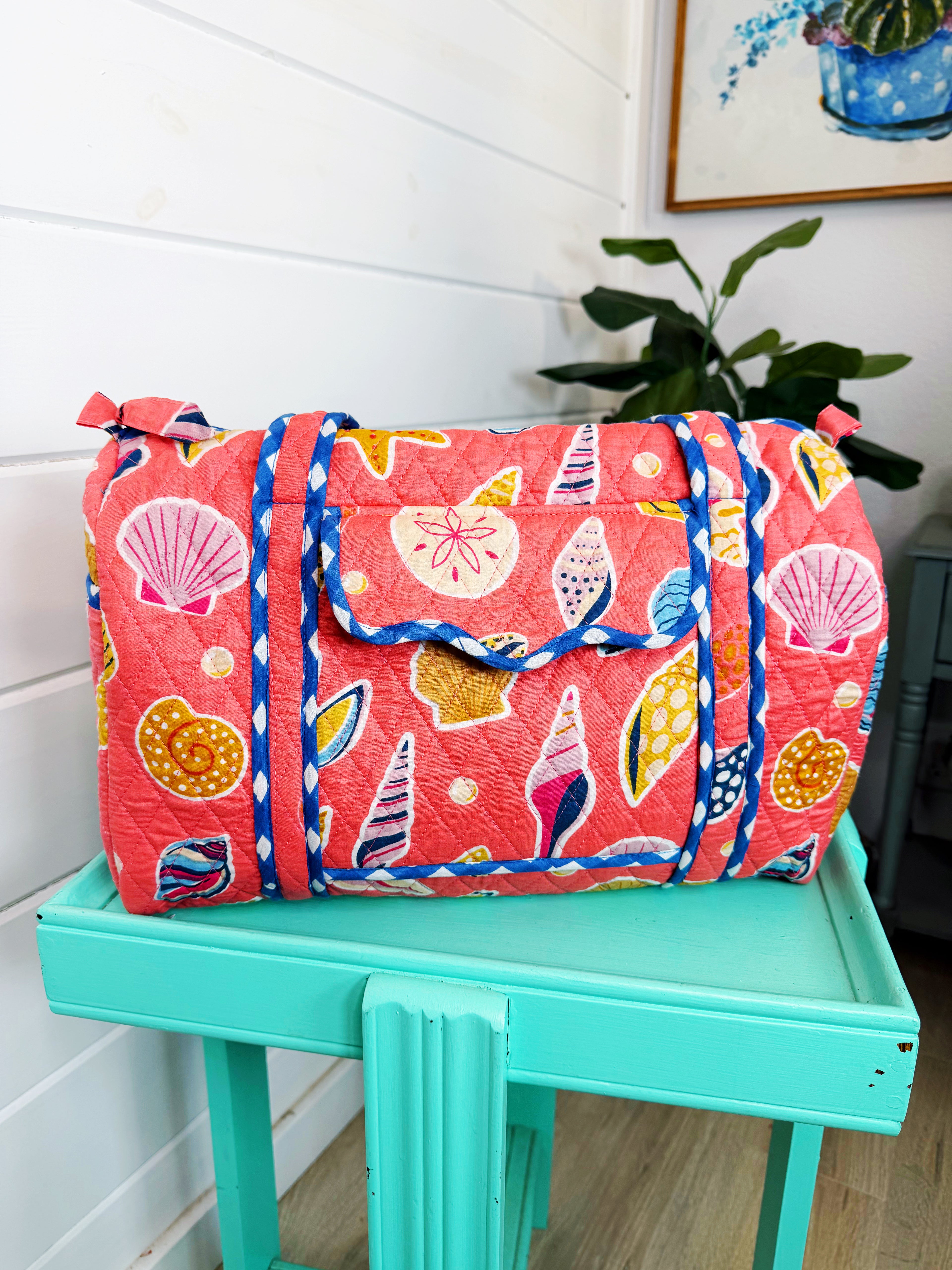 Quilted Mini Duffle Bag - Coral Seashell