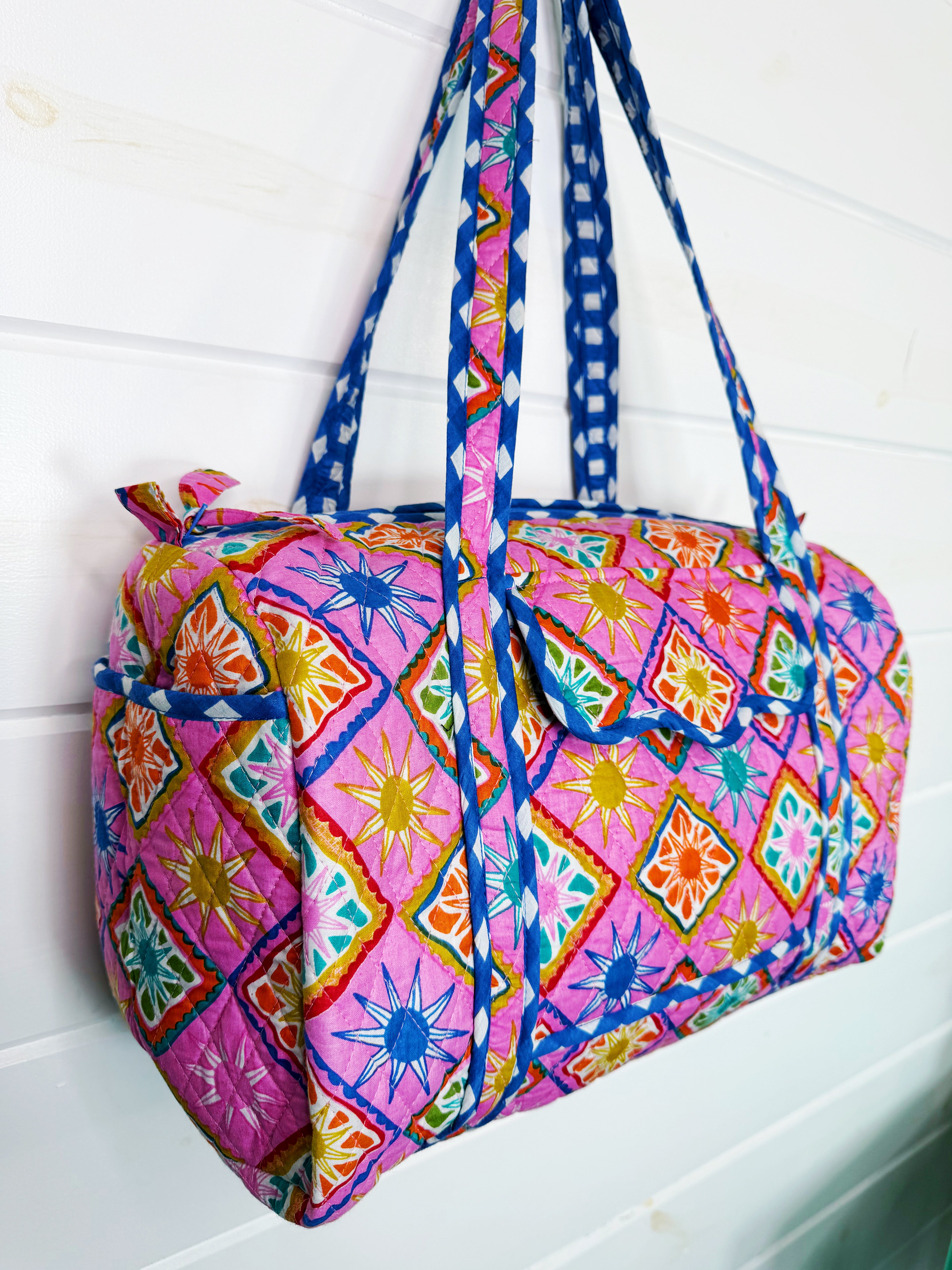Quilted Mini Duffle Bag - Pink Sunshine