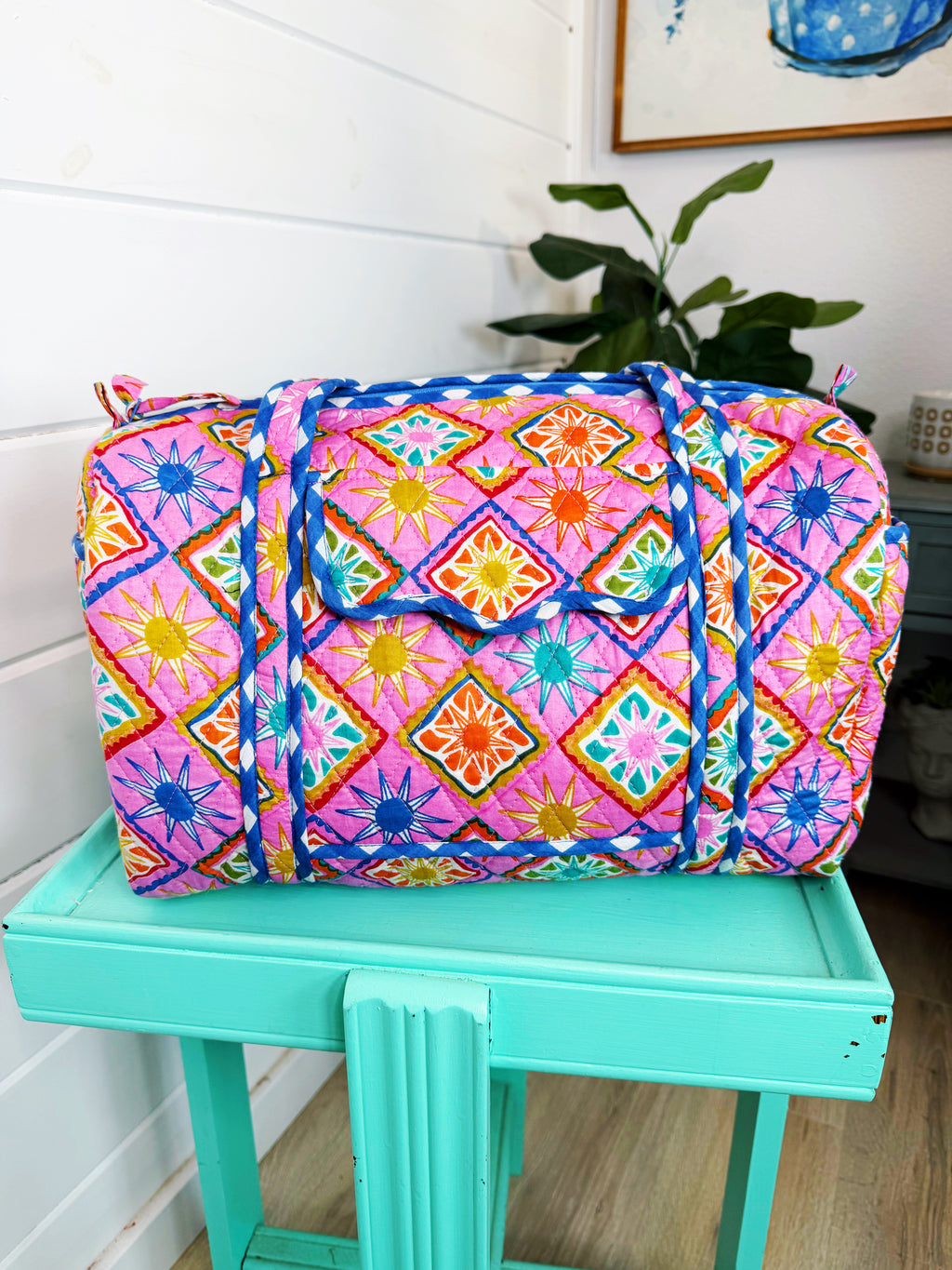Quilted Mini Duffle Bag - Pink Sunshine