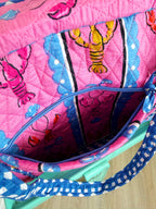 Quilted Weekender Duffle Overnight Bag - Pink Lobster Print