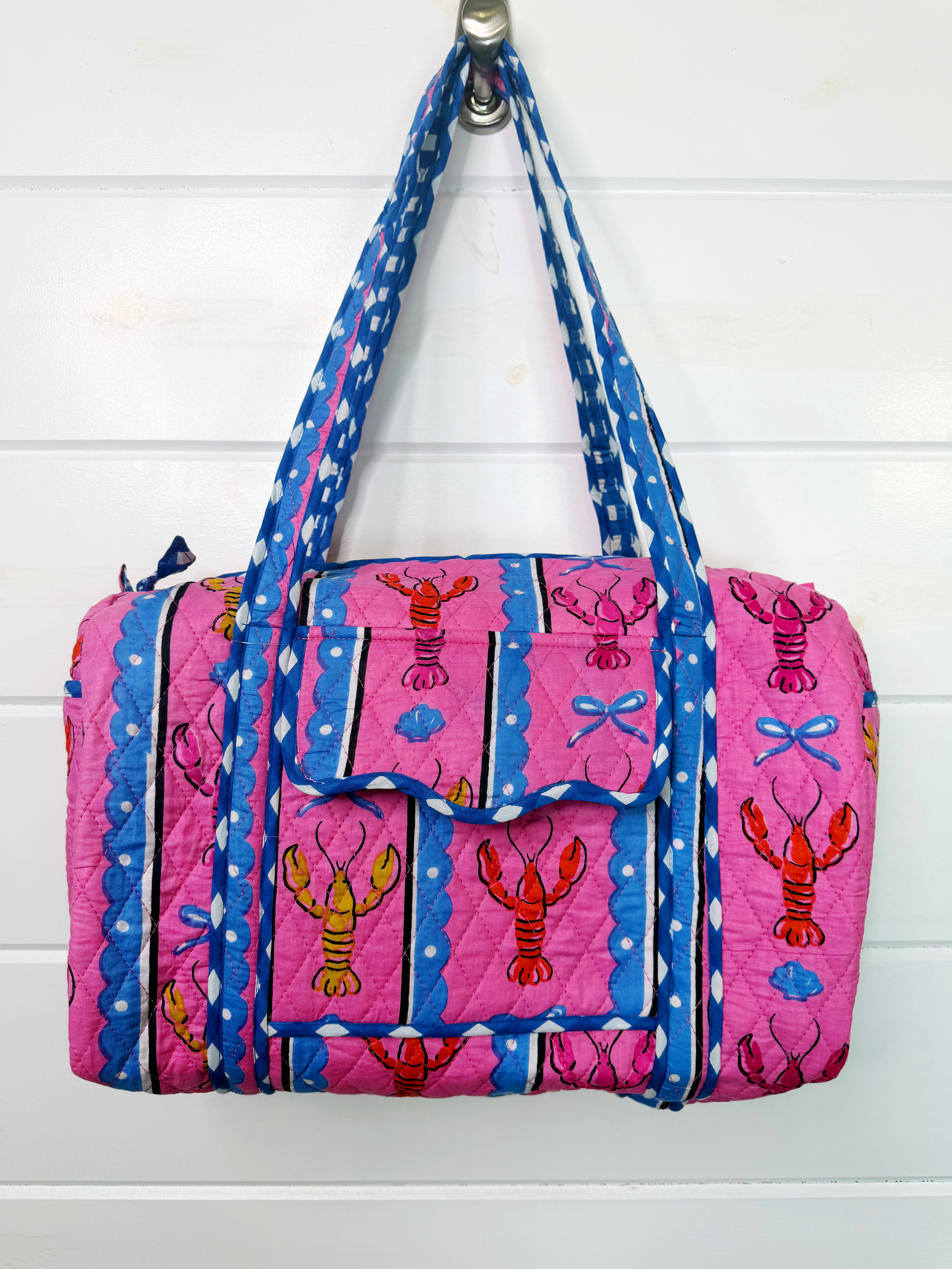 Quilted Mini Duffle Bag - Pink Lobster – Folklore Couture
