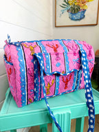 Quilted Mini Duffle Bag - Pink Lobster