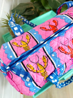 Quilted Mini Duffle Bag - Pink Lobster