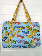 Quilted Overnight Bag - Blue Butterfly Print