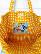Large Quilted Travel Tote Bag - Blue Butterfly Print