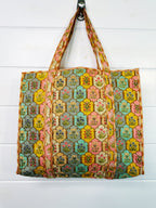 Large Quilted Travel Tote Bag - Vintage Boho Floral