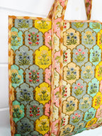 Large Quilted Travel Tote Bag - Vintage Boho Floral