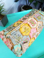 Quilted Makeup Cosmetics Toiletry Bag - Vintage Boho Floral