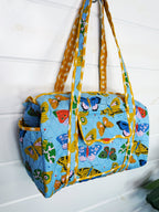 Quilted Mini Duffle Bag - Blue Butterfly