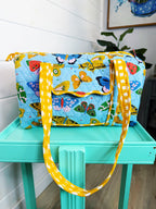 Quilted Mini Duffle Bag - Blue Butterfly