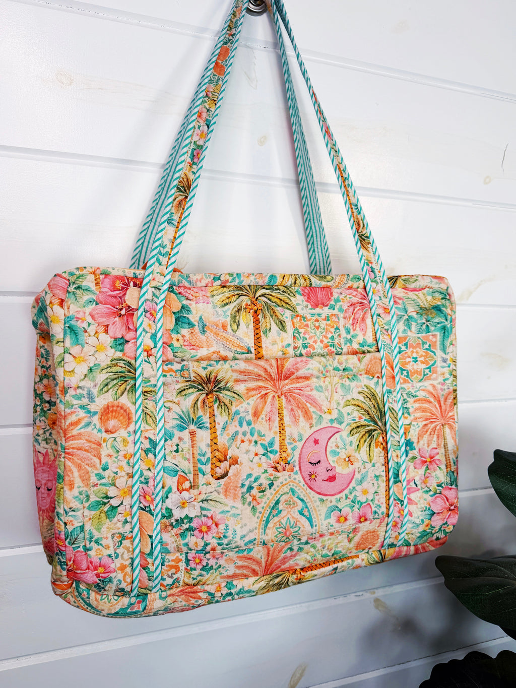 Quilted Weekender Duffle Overnight Bag - Golden Paradise