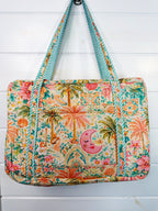 Quilted Weekender Duffle Overnight Bag - Golden Paradise