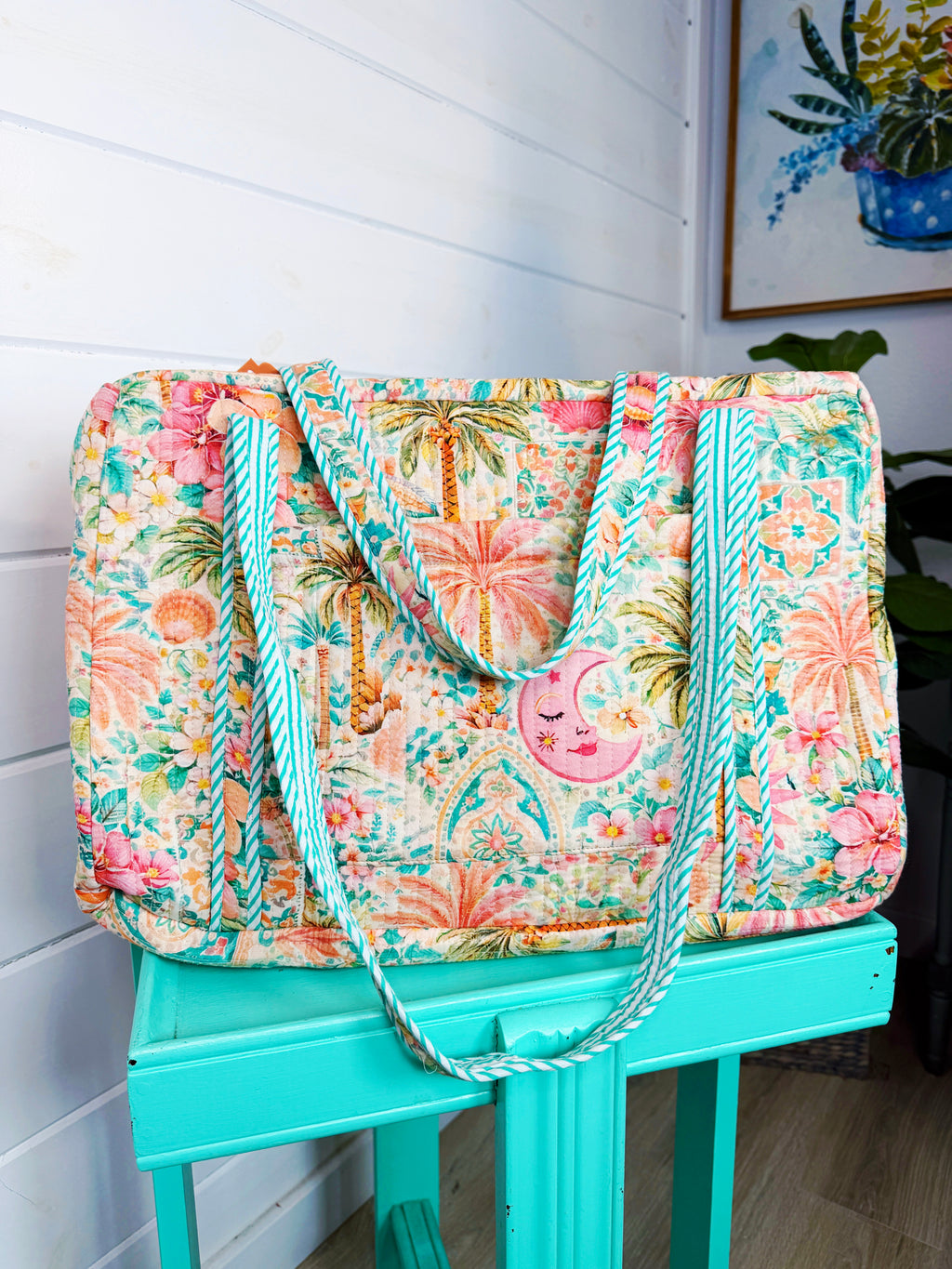 Quilted Weekender Duffle Overnight Bag - Golden Paradise