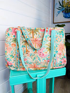 Quilted Weekender Duffle Overnight Bag - Golden Paradise