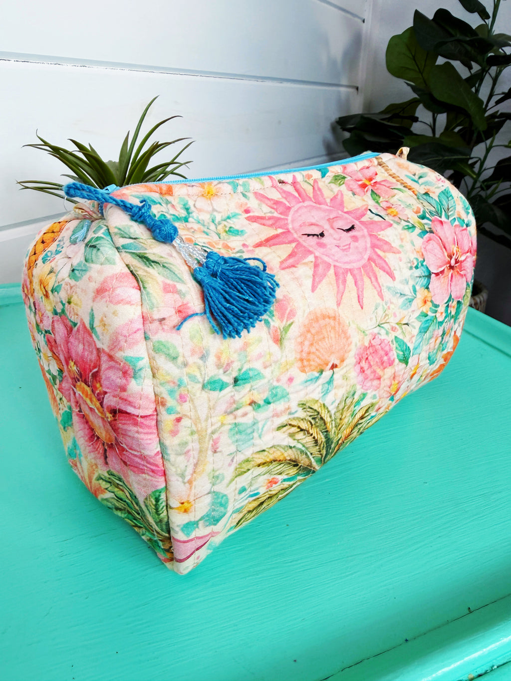 Quilted Makeup Cosmetics Toiletry Bag - Golden Paradise