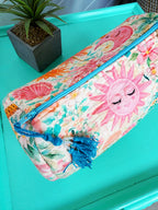 Quilted Makeup Cosmetics Toiletry Bag - Golden Paradise