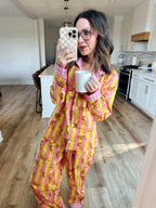 Women's Cotton Pajama Set - Lemonade Tiger Print