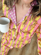 Women's Cotton Pajama Set - Lemonade Tiger Print