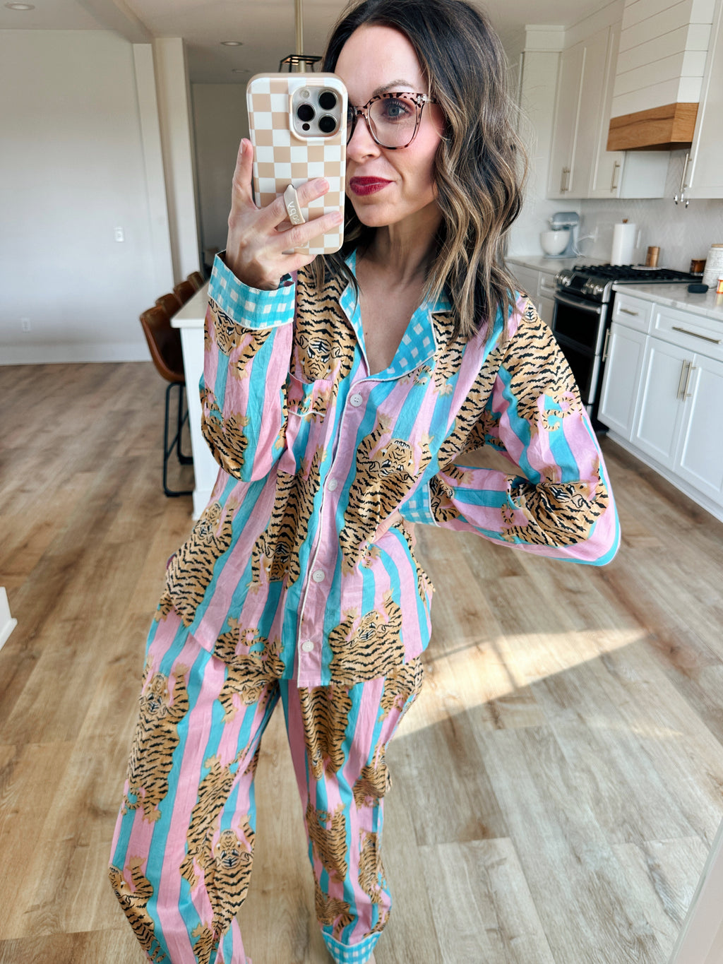 Women's Cotton Pajama Set - Cotton Candy Tiger Print