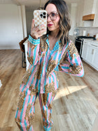 Women's Cotton Pajama Set - Cotton Candy Tiger Print