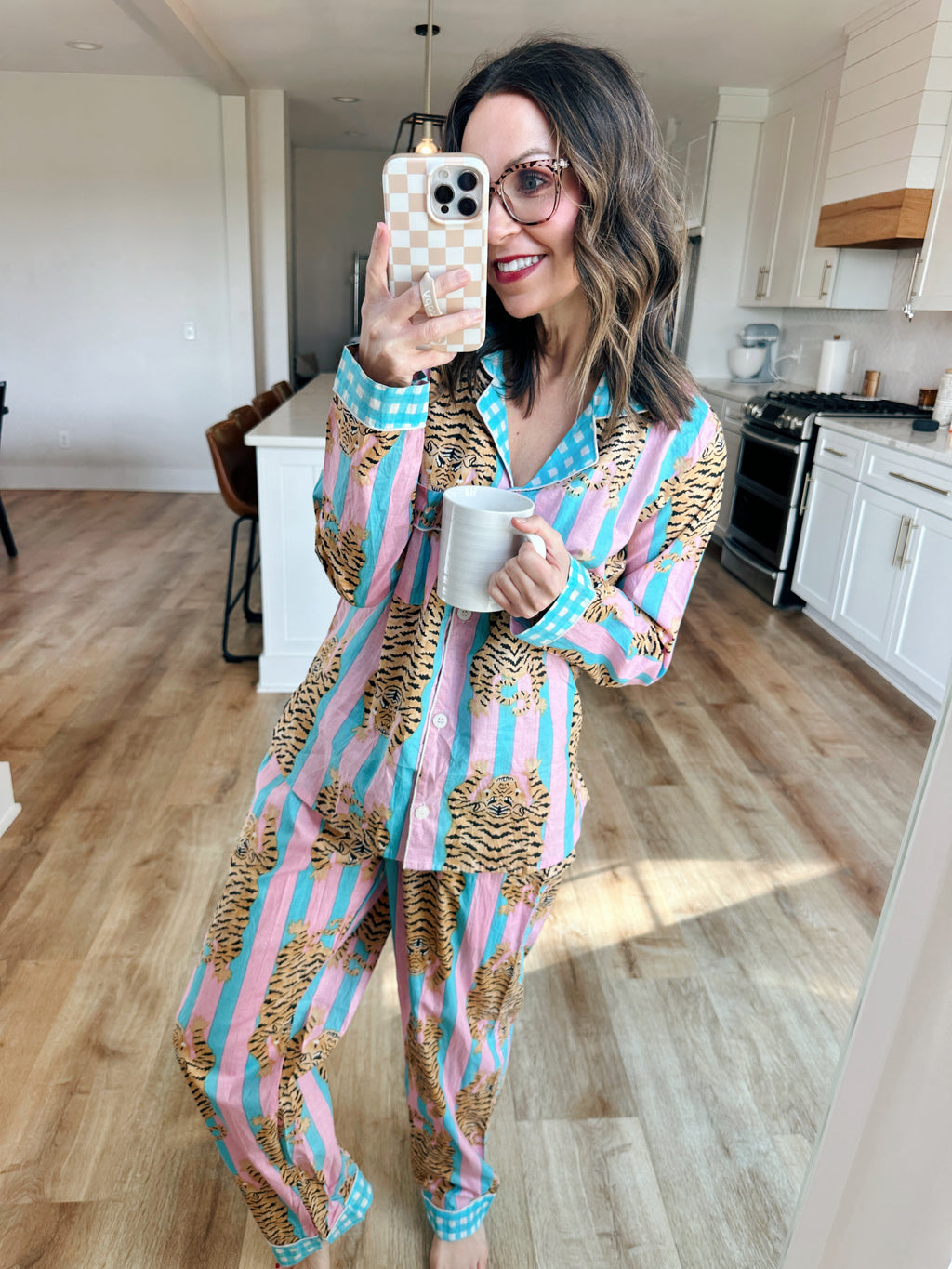 Women's Cotton Pajama Set - Cotton Candy Tiger Print