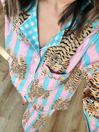 Women's Cotton Pajama Set - Cotton Candy Tiger Print