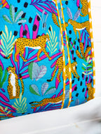 Quilted Cotton Reversible Large Tote Bag - Aqua Tropical Jaguar